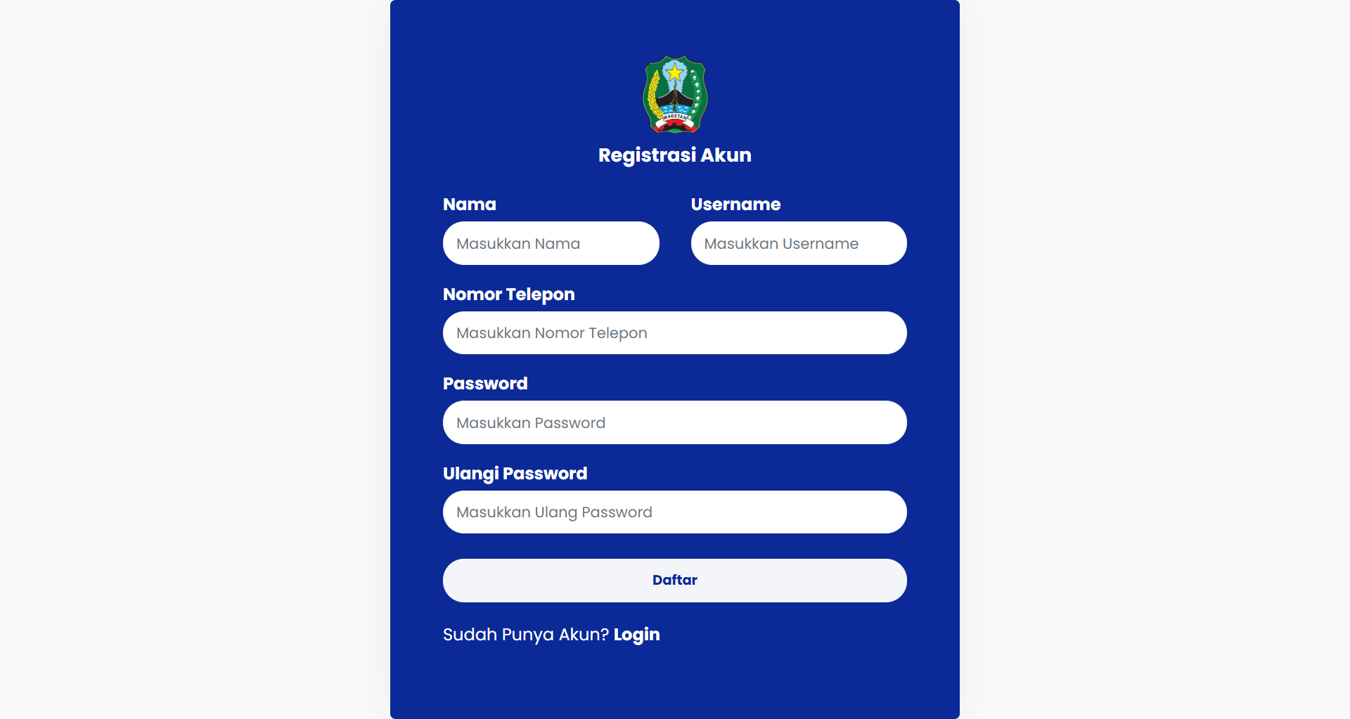 Halaman Registrasi