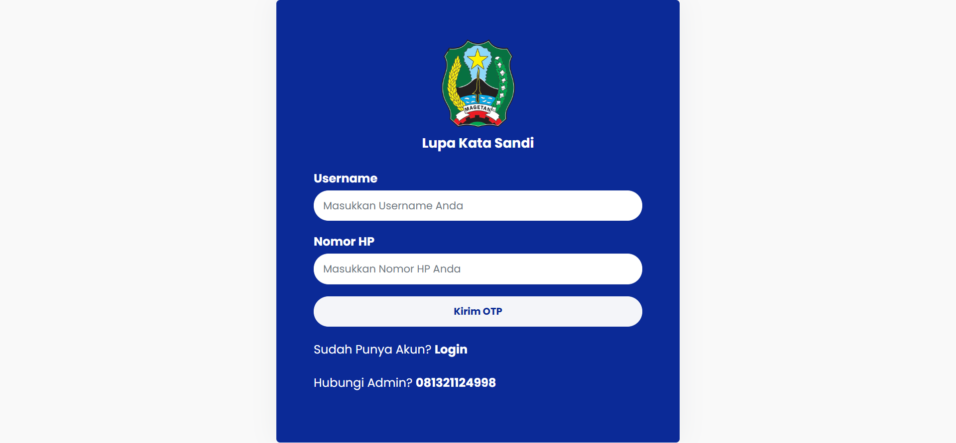 Halaman Reset Password